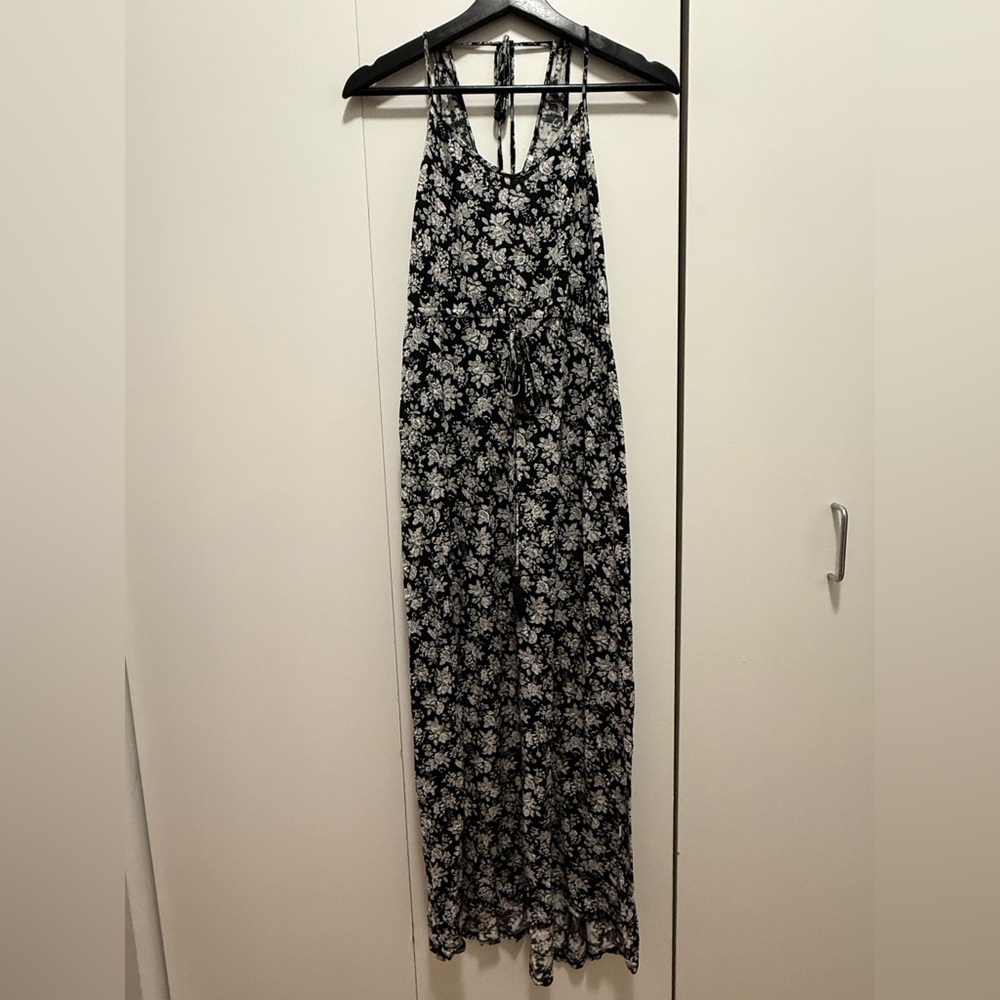 Forever 21 Maxi Black and White Floral Patterned Cotton dress